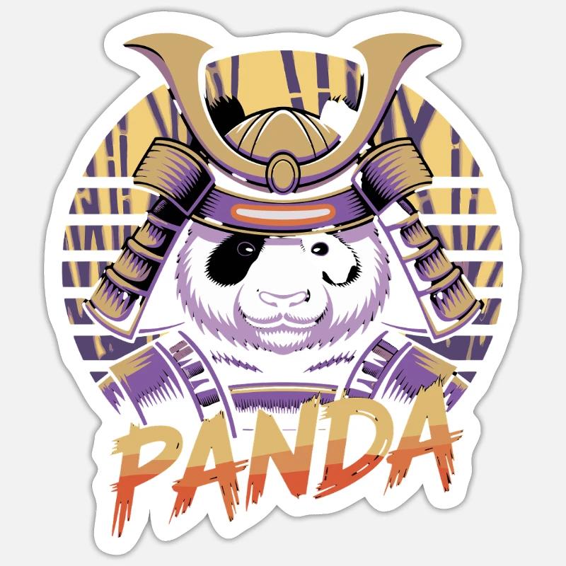 Warlike Panda Samurai Illustration - Sticker size S (10 x 10 cm) - white matte