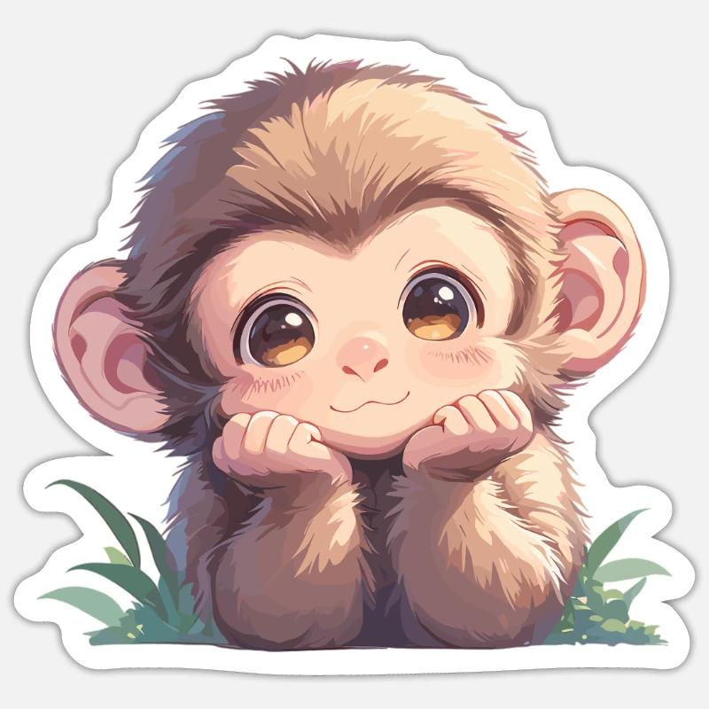 Macaque Macaque - Sticker taille S (10 x 10 cm) - blanc mat