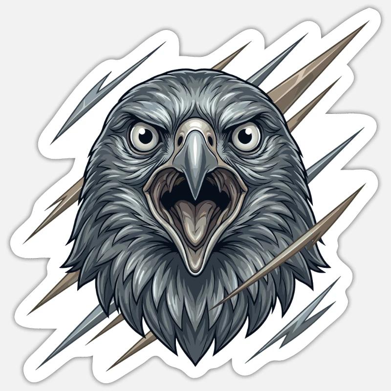 Furious eagle in the storm - Sticker size S (10 x 10 cm) - white matte