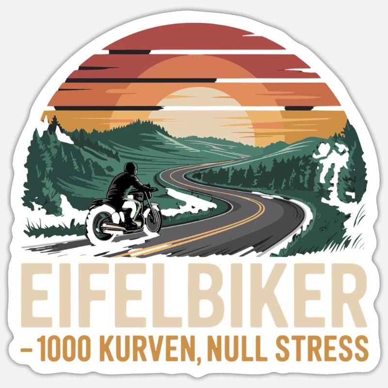 Eifelbiker 1000 Curves Zero Stress Moto Eifel Sticker taille S (10 x 10 cm)