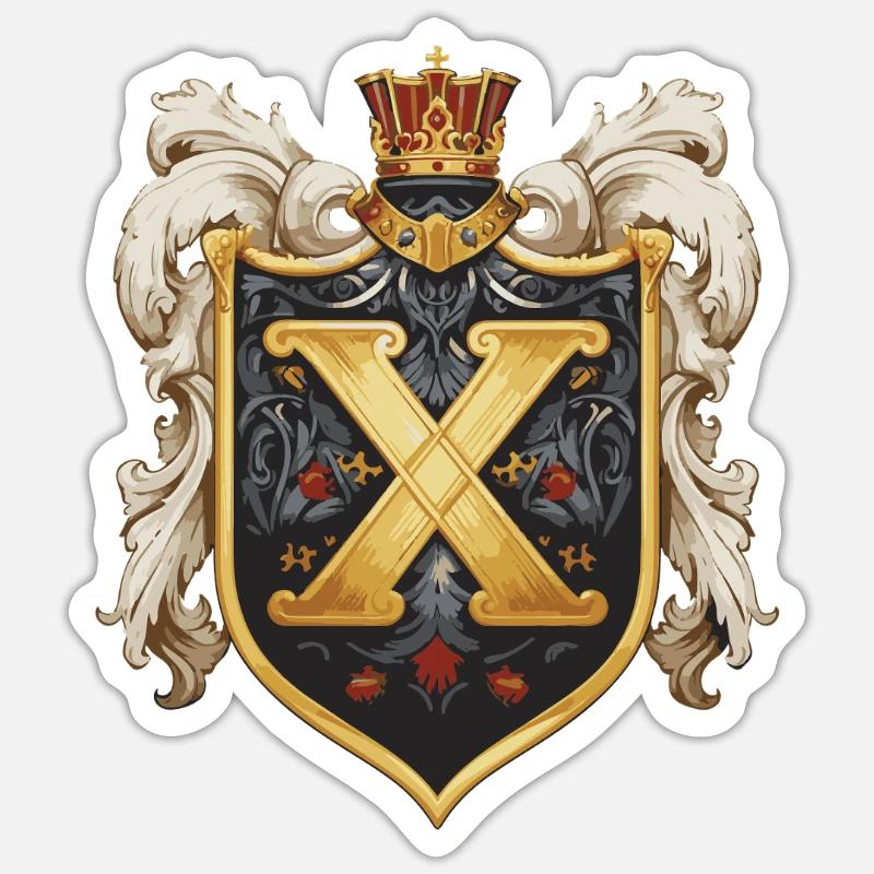X bogstav Navn Krone - Sticker størrelse S (10 x 10 cm) - mat hvid