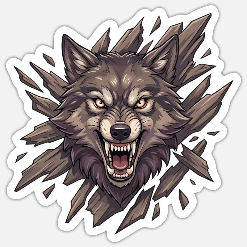 Wolf roar in splinter vision Sticker size S (10 x 10 cm)