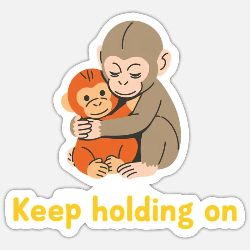 Festhalten: Sanfte Affenumarmung Sticker Größe S (10 x 10 cm)