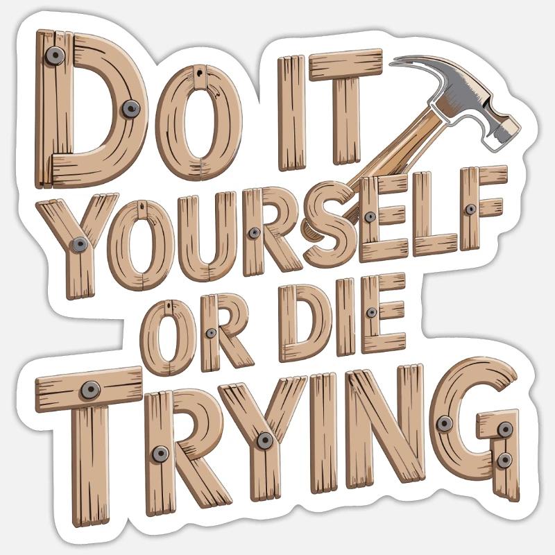 DIY Heimwerker T-Shirt - Sticker Größe S (10 x 10 cm) - Mattweiß