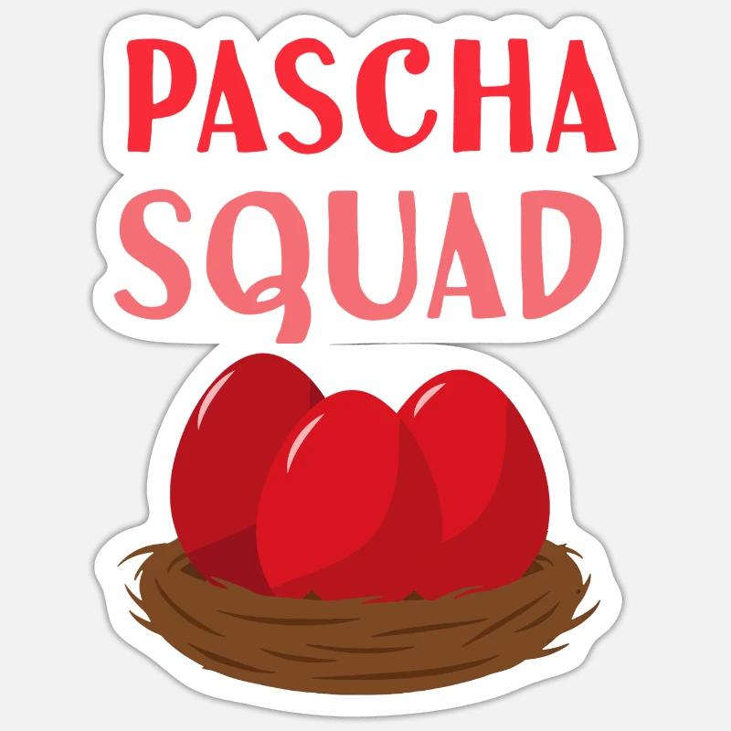 Escouade grecque de Pâques orthodoxe - Sticker taille S (10 x 10 cm) - blanc mat
