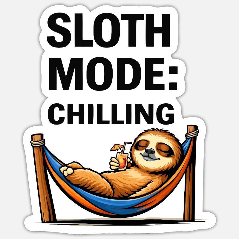 Sloth Mode: Chilling - Sticker size S (10 x 10 cm) - white matte