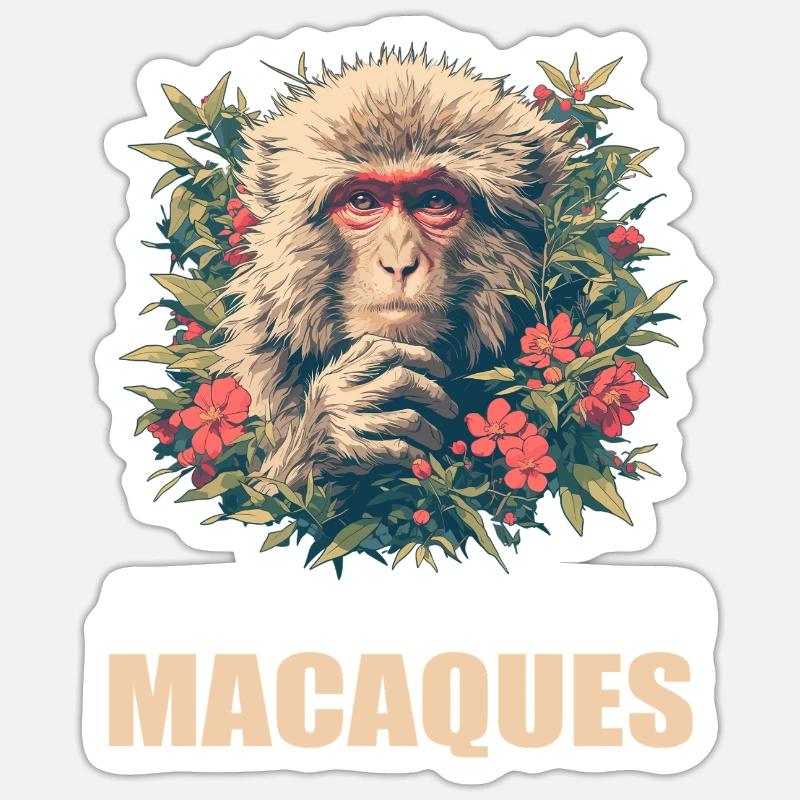 Macaque Macaque - Sticker taille S (10 x 10 cm) - blanc mat