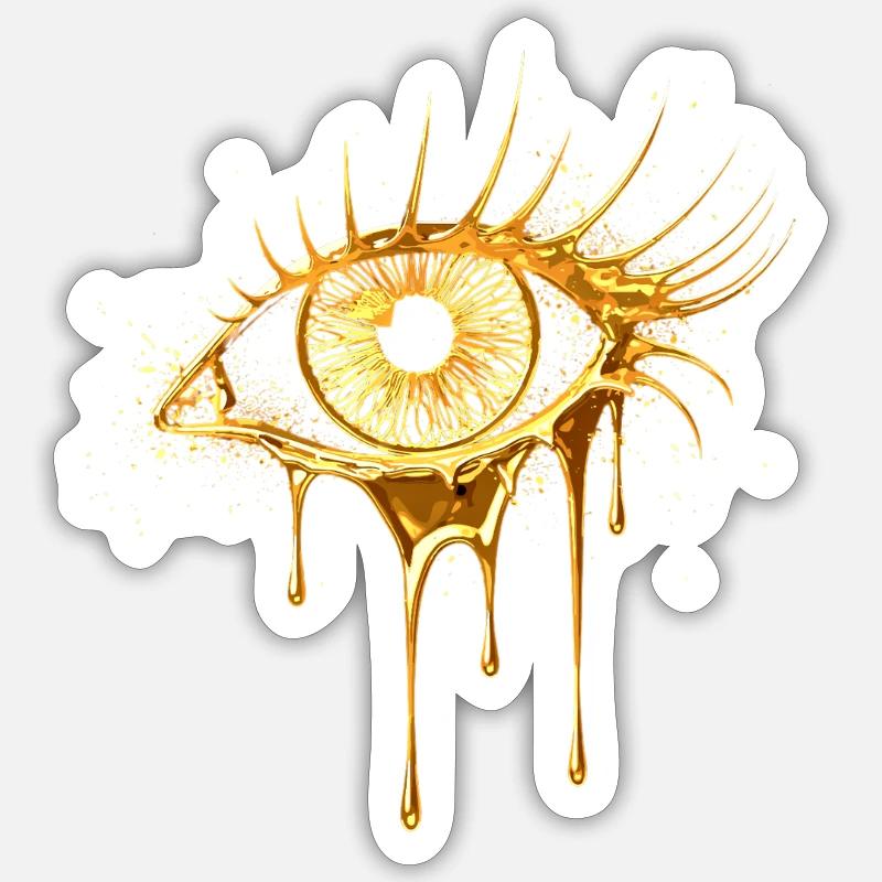 Regard d’œil doré - Sticker taille S (10 x 10 cm) - blanc mat