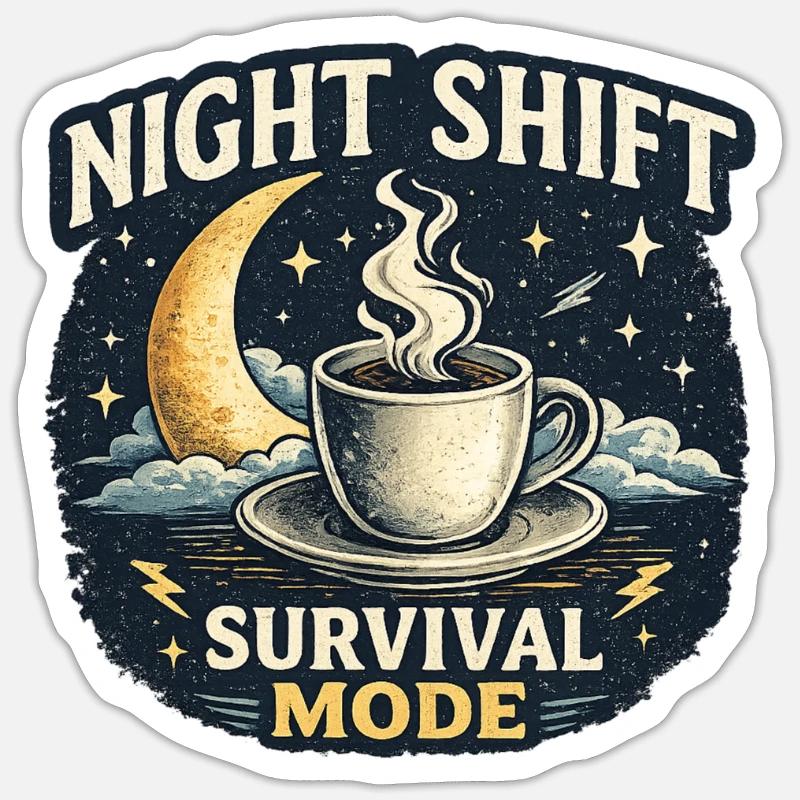 Mode survie Shift de nuit Survie - Sticker taille S (10 x 10 cm) - blanc mat