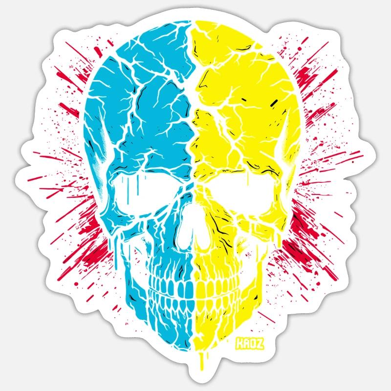 Skull Split Neon Palette - Sticker Größe S (10 x 10 cm) - Mattweiß