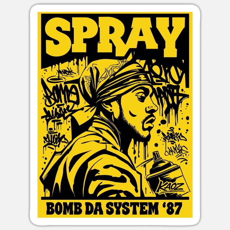 Spray Bomb Da System 87 - Sticker size S (10 x 10 cm) - white matte