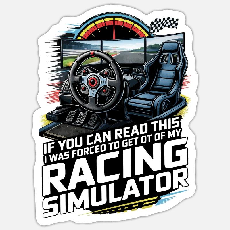 Rennsimulator - Sticker Größe S (10 x 10 cm) - Mattweiß