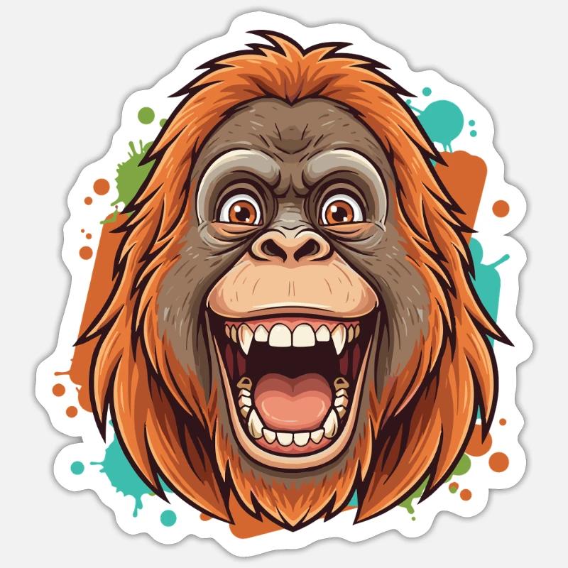 Laughing Orangutan Comic - Sticker size S (10 x 10 cm) - white matte