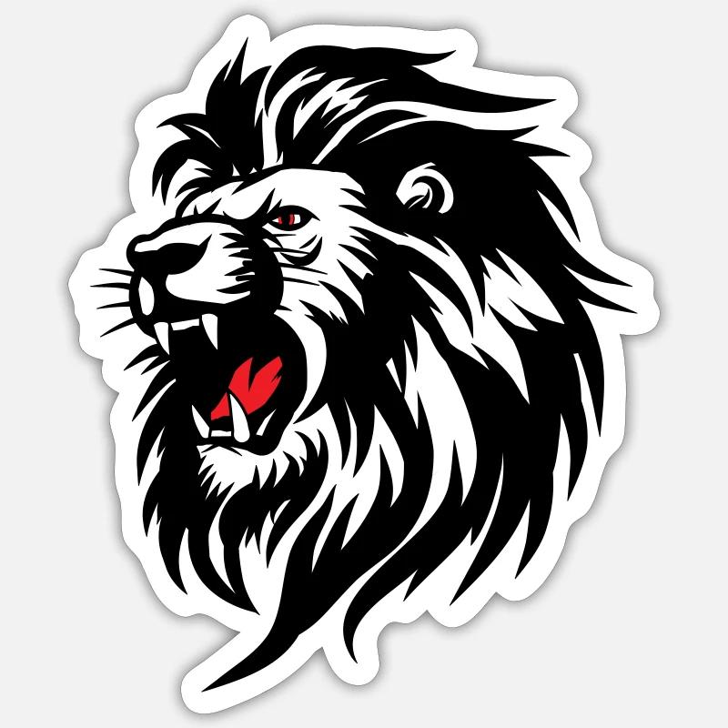 Silhouette de lion rameur avec langue rouge - Sticker taille S (10 x 10 cm) - blanc mat