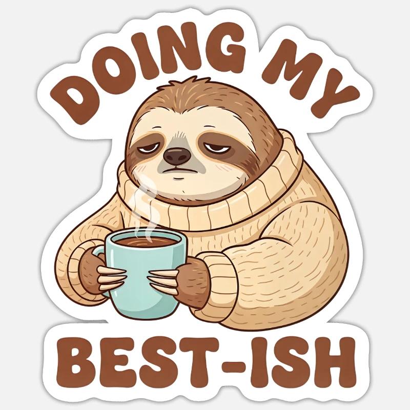 Doing My Best-Ish Sloth - Sticker Größe S (10 x 10 cm) - Mattweiß
