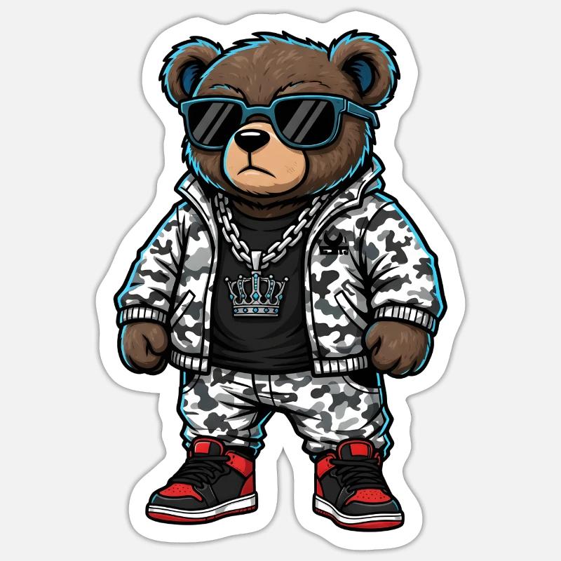 Sweat à capuche Cool Bear en Pull Camouflage Sticker taille S (10 x 10 cm)