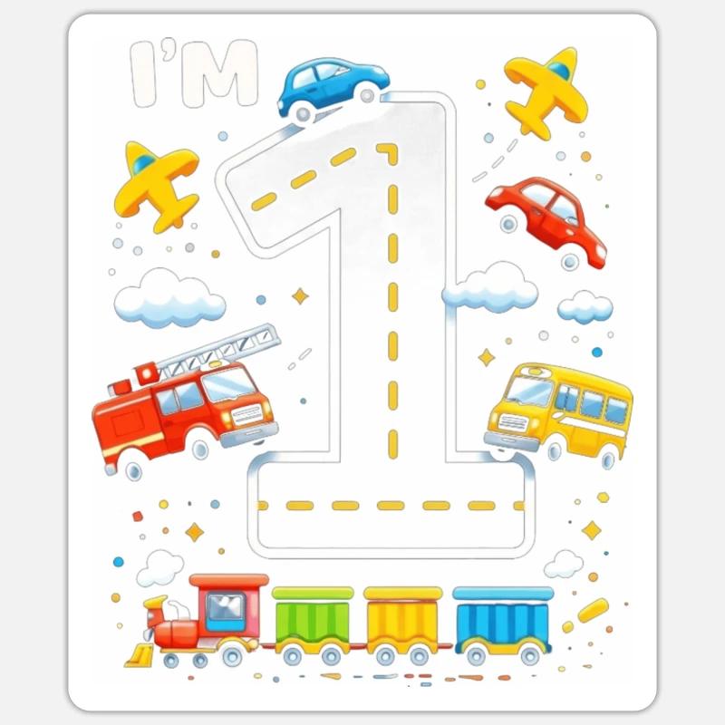 Erster Geburtstag Nummer Eins Autobahn Sticker Größe S (10 x 10 cm)