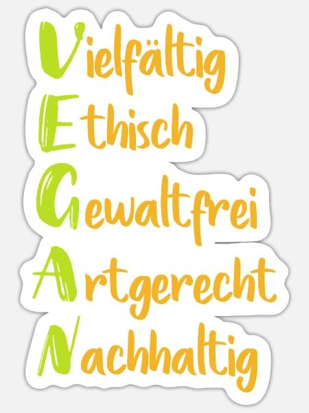 Vegane Werte: Vielfalt Ethik Nachhaltigkeit - Sticker Größe S (10 x 10 cm) - Mattweiß