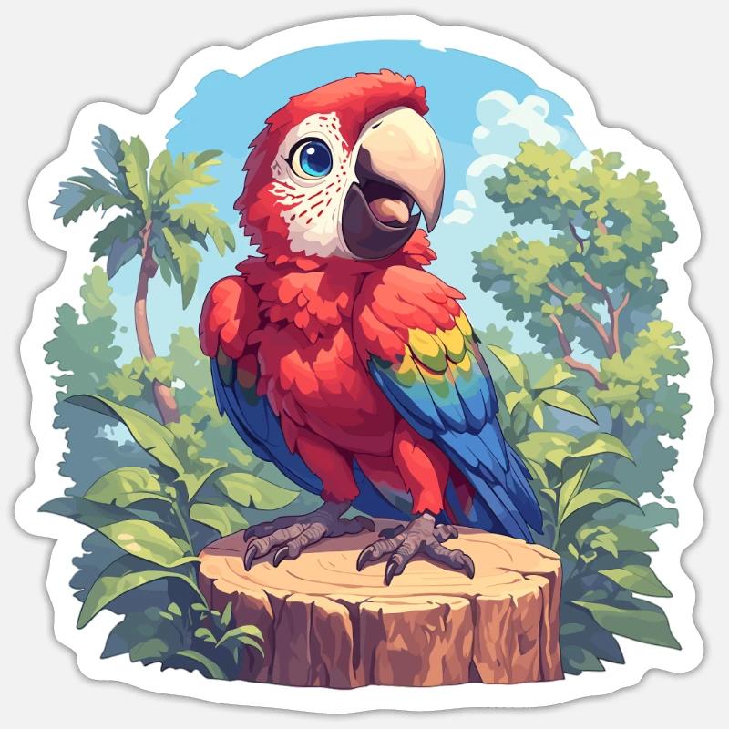 Aras Ara - Sticker Größe S (10 x 10 cm) - Mattweiß