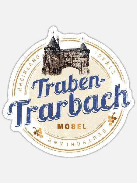 Traben Trarbach Vintage Mosel Rheinland-Pfalz - Sticker Größe S (10 x 10 cm) - Mattweiß