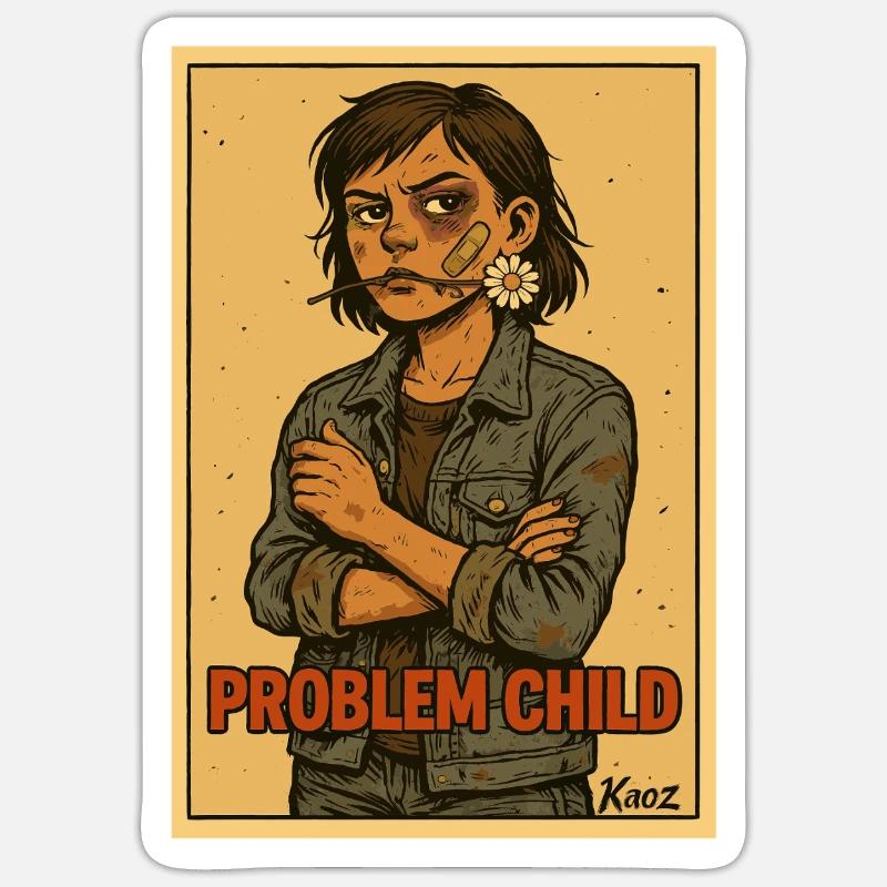 Problem Child Daisy Rebel Poster - Sticker size S (10 x 10 cm) - white matte