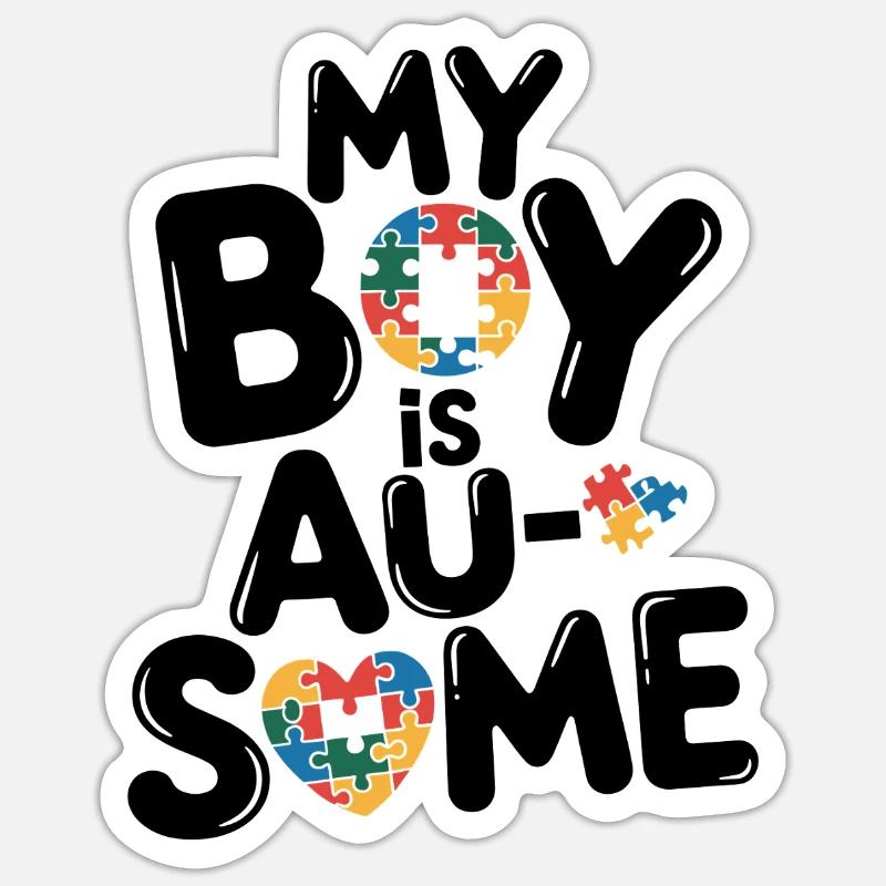 Regenbogen Puzzleherz Kreis Autism Awareness - Sticker Größe S (10 x 10 cm) - Mattweiß