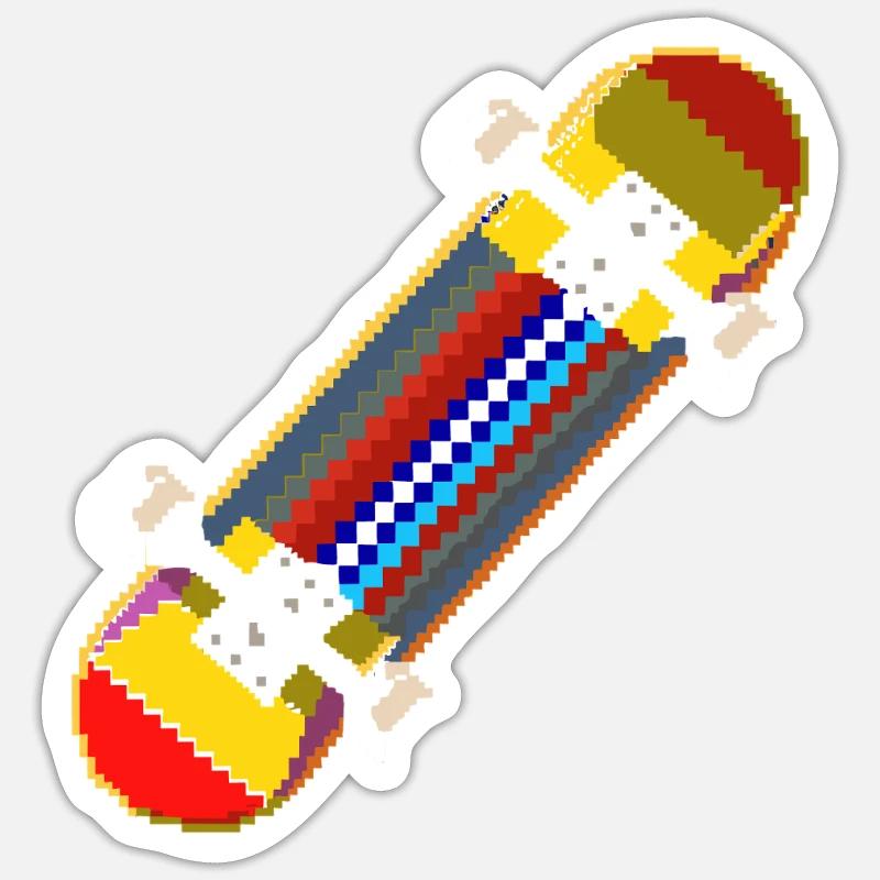 Skateboard Pixel Graphic - Sticker taille S (10 x 10 cm) - blanc mat