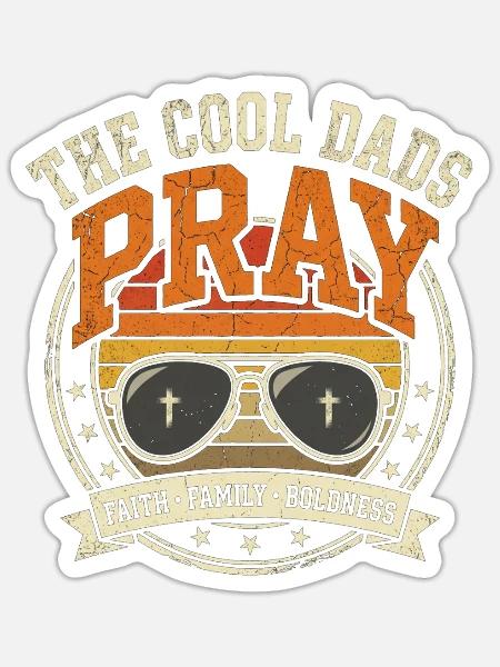 The Cool Dads Pray Jesus Christlicher Vater - Sticker Größe S (10 x 10 cm) - Mattweiß