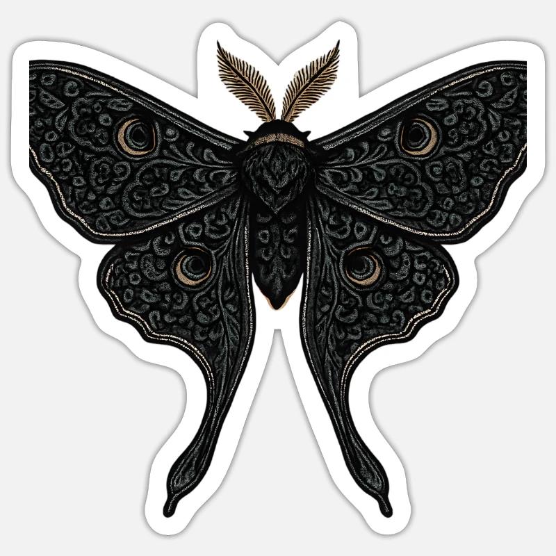 Tatouage gothique Moon Moth Moth - Sticker taille S (10 x 10 cm) - blanc mat