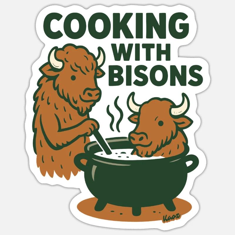 Cuisiner avec les bisons Sticker taille S (10 x 10 cm)