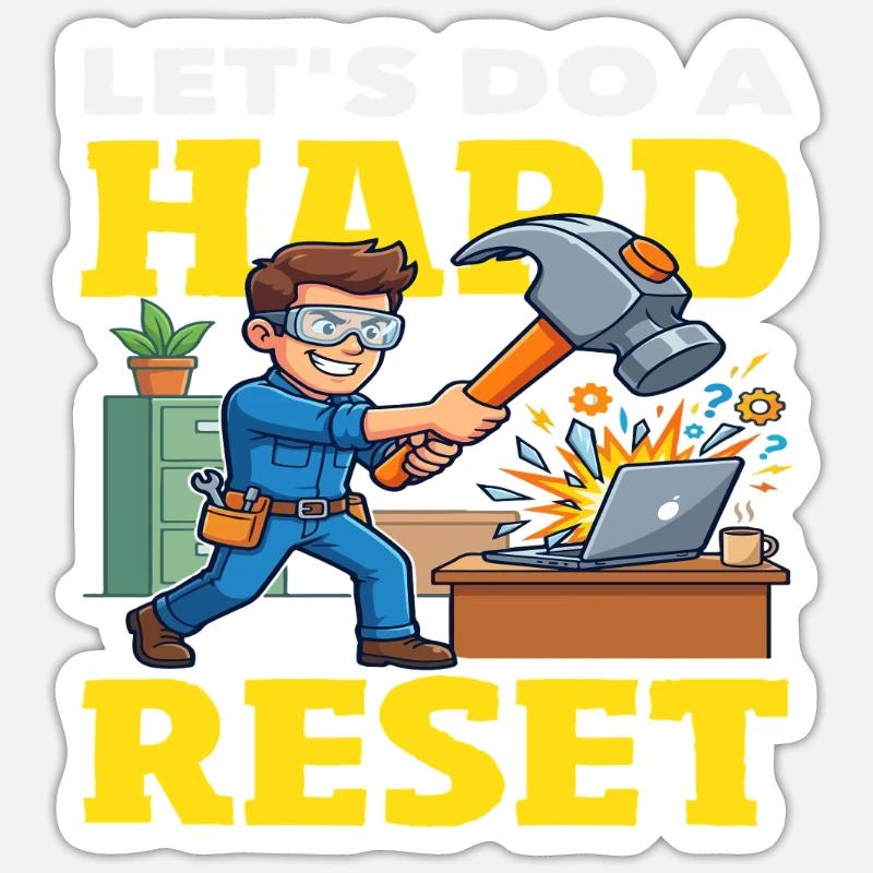 Faisons un ordinateur marteau à réinitialisation complète Sticker taille S (10 x 10 cm)