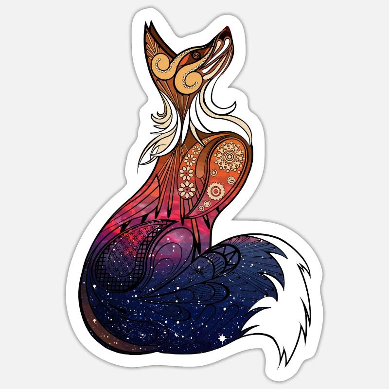 Cosmic Mandala Fox - Sticker size S (10 x 10 cm) - white matte
