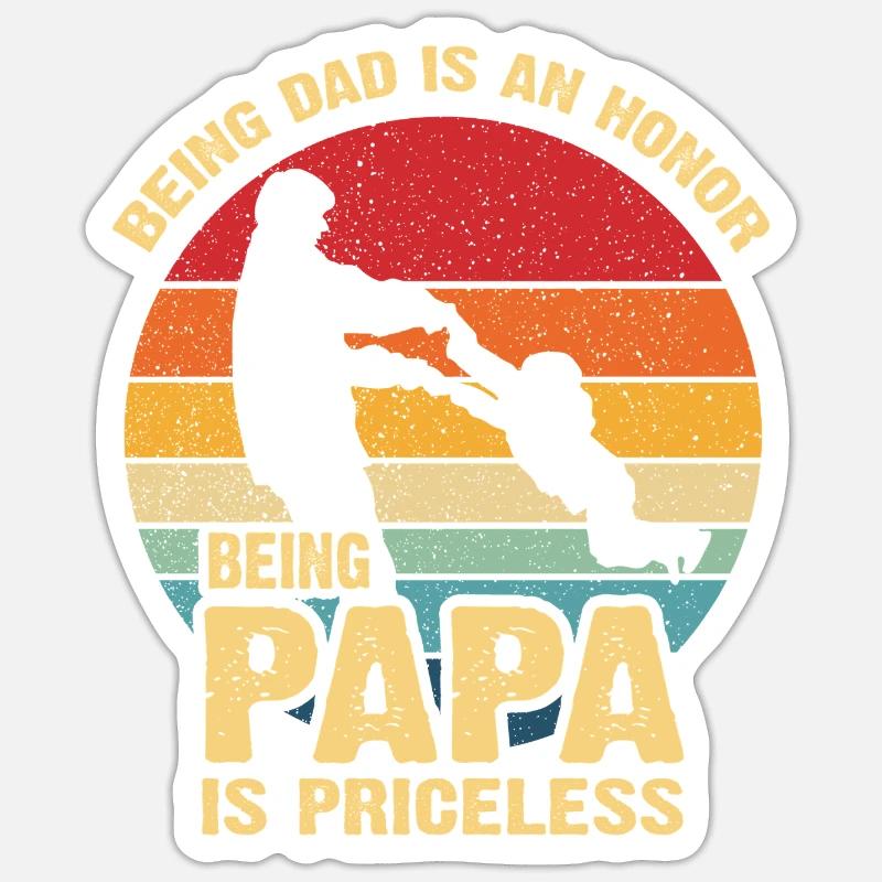 Papa Pride Sunset Rétro - Sticker taille S (10 x 10 cm) - blanc mat