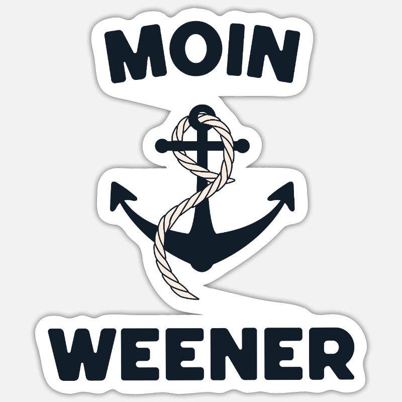 Moin Weener – Conception d’ancres maritimes - Sticker taille S (10 x 10 cm) - blanc mat
