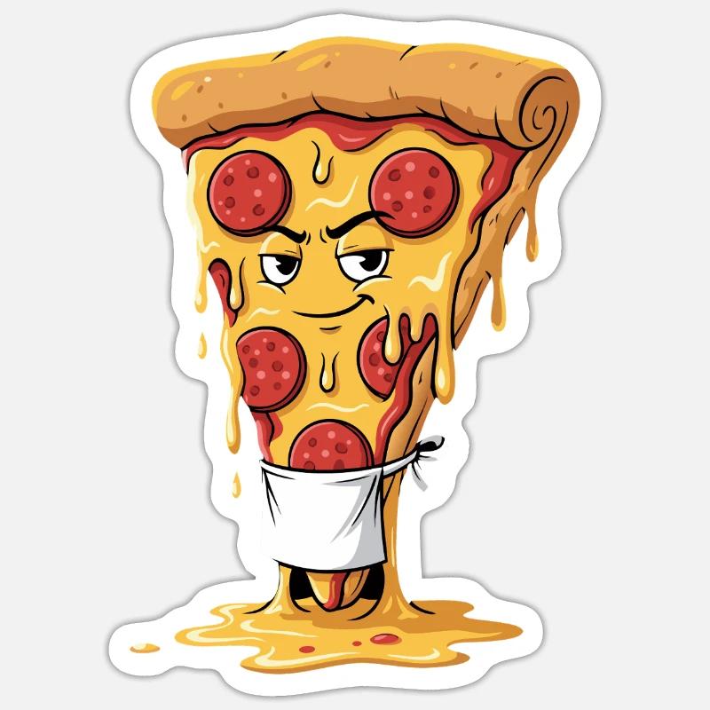 Tablier à pizza cool - Sticker taille S (10 x 10 cm) - blanc mat