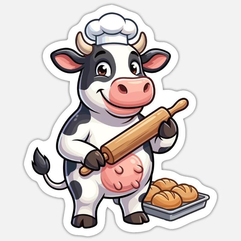 Cow Dough Roll Master - Sticker size S (10 x 10 cm) - white matte