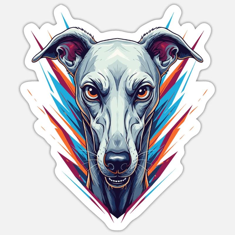 Neon Greyhound Icon - Sticker size S (10 x 10 cm) - white matte