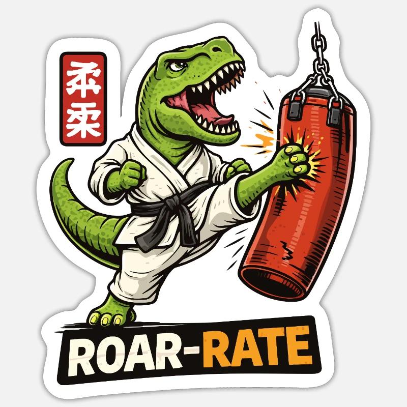 Dino Dojo Roar - Sticker taille S (10 x 10 cm) - blanc mat