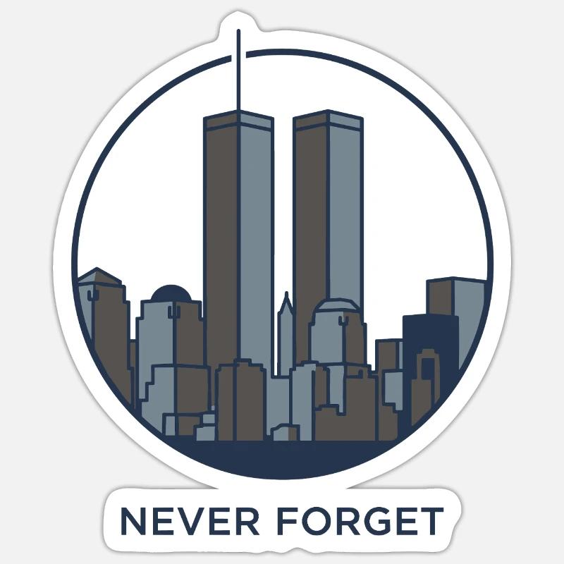 Never Forget Skyline Erinnerung Sticker Größe S (10 x 10 cm)