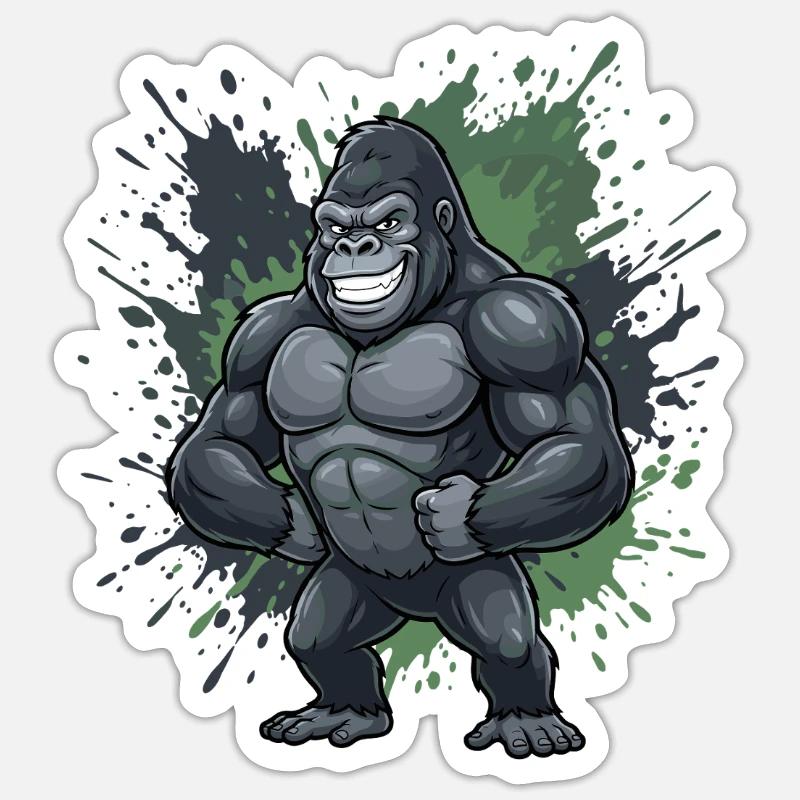 Kraftgorilla Spritzer-Style - Sticker Größe S (10 x 10 cm) - Mattweiß