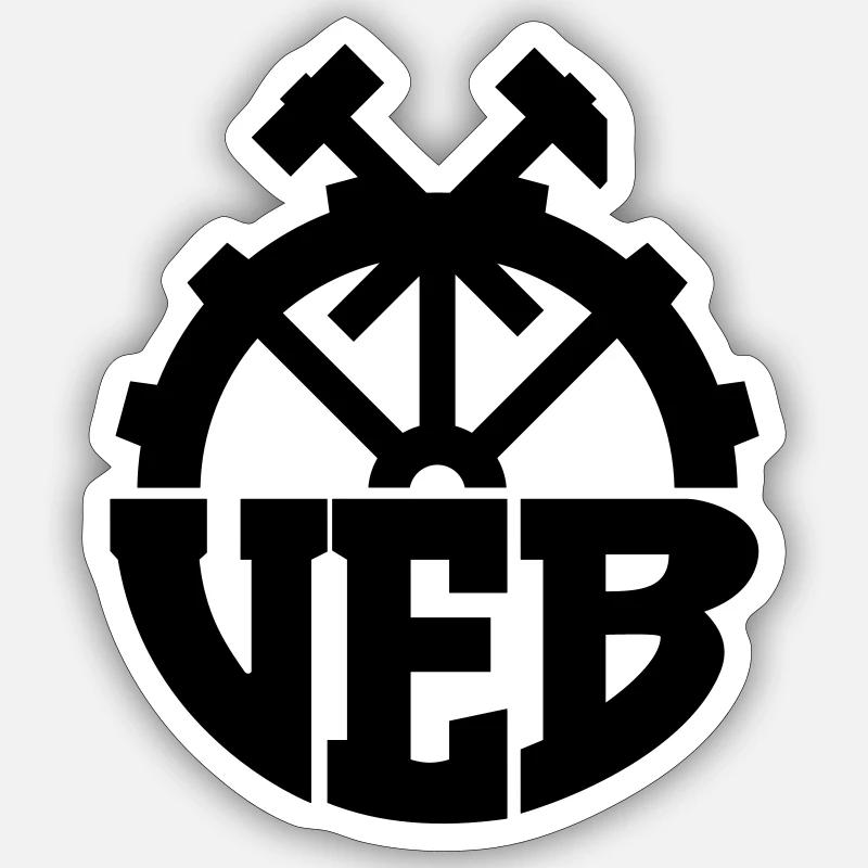 VEB Logo - Abzeichen der DDR (Farbe änderbar) - Sticker Größe S (10 x 10 cm) - Mattweiß