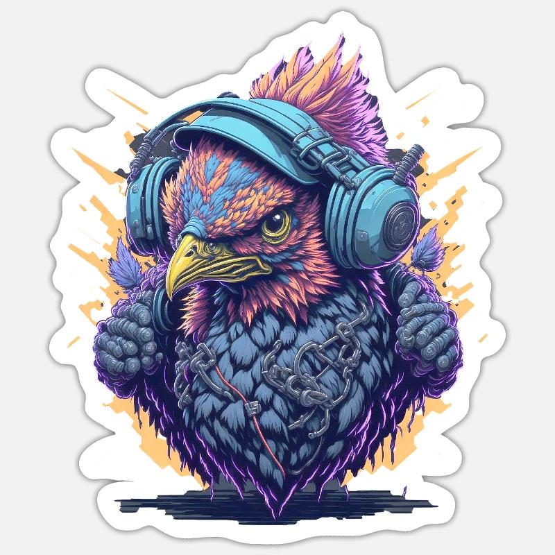 DJ avec un casque - Sticker taille S (10 x 10 cm) - blanc mat