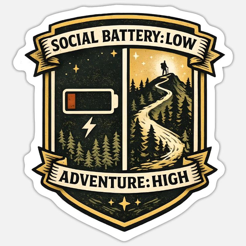 Batterie sociale vide | Lycée d’Aventure - Sticker taille S (10 x 10 cm) - blanc mat