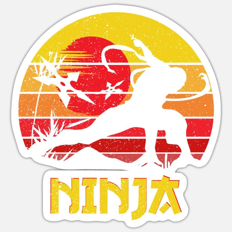 Sunset Ninja Silhouette - Sticker size S (10 x 10 cm) - white matte