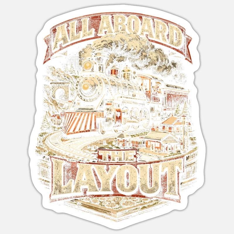 Modelleisenbahn Eisenbahn All Aboard The Layout Sticker Größe S (10 x 10 cm)