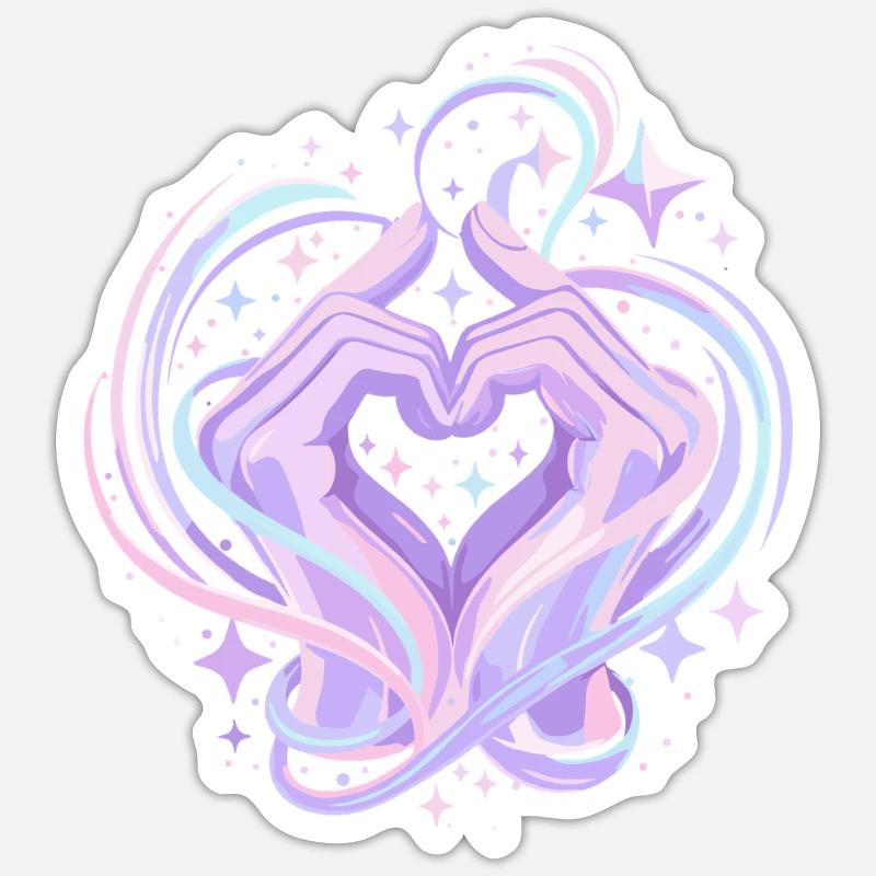 Pastel Heart Hands Magic - Sticker size S (10 x 10 cm) - white matte
