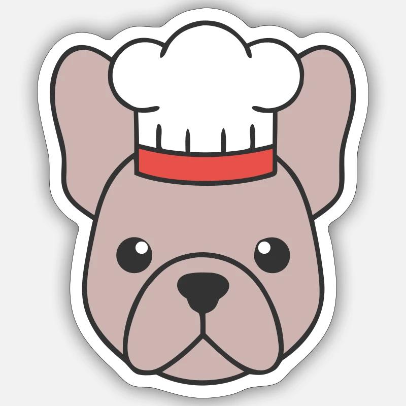 Frenchie Chef Hat Head Logo Sticker size S (10 x 10 cm)