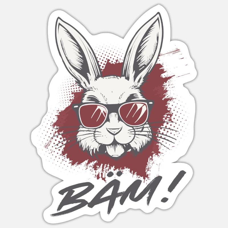 Cool Bunny BÄM Funny Statement Design Sticker size S (10 x 10 cm)