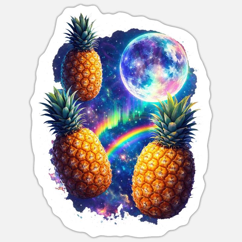 Cosmic Pineapple All - Sticker size S (10 x 10 cm) - white matte