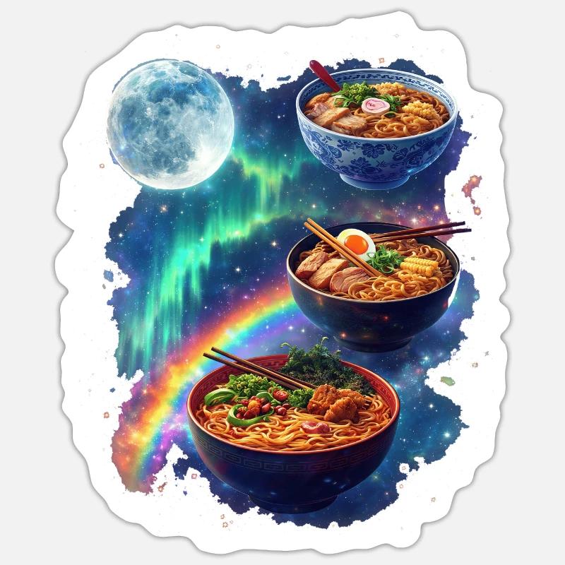 Galactic Ramen Bowls - Sticker size S (10 x 10 cm) - white matte